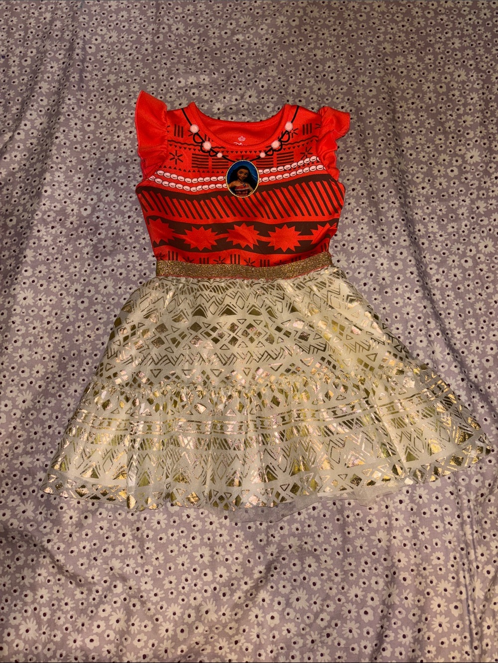 Disney Moana Costume Dress with Patterned Skirt